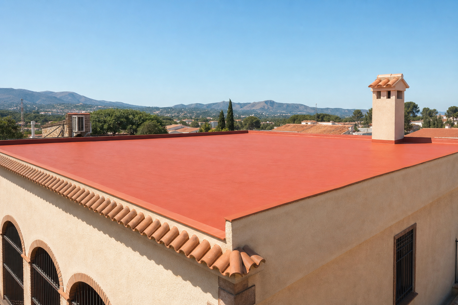 Coating de tejado en cubierta plana expuesta